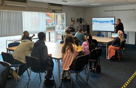A group of young people attending a drop in digital session