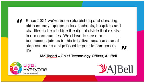 A quote from Mo Tagari, Chief Technology Officer, AJ Bell